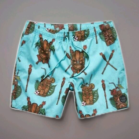 Psycho Tuna Swimtrunks Men's Size Large L  NWT Tiki Cocktail Party  Drawstring - Picture 1 of 3